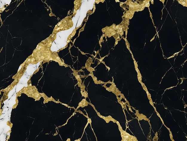 Black and gold marble surface black marble natural stone with golden cracks in between