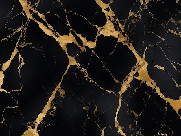 Black and gold marble surface black marble natural stone with golden cracks in between