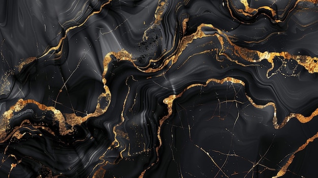 A black and gold marble wall with gold streaks