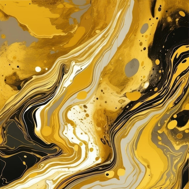 A black and gold painting with a black and gold background.