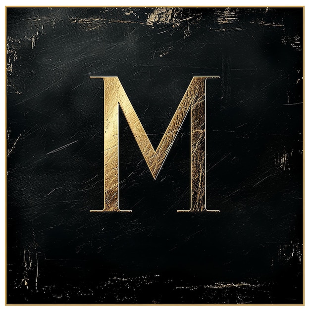 Photo a black and gold picture of a letter m