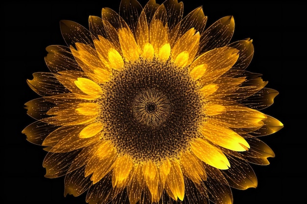 A black and gold picture of a sunflower