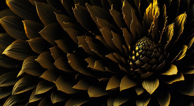 A black and gold pinecone flower