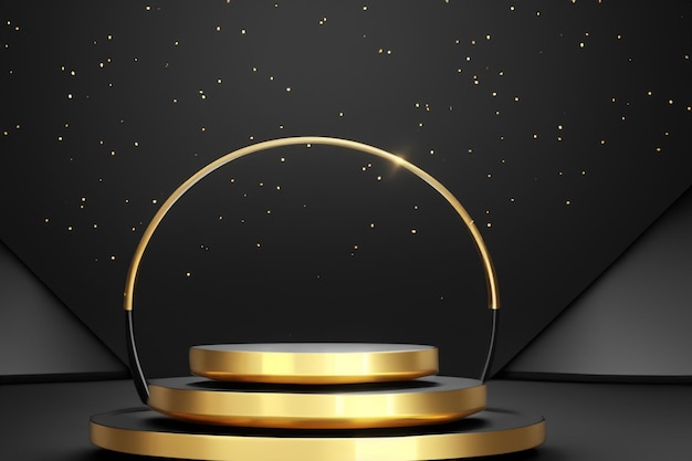 Black and gold podium with light effect