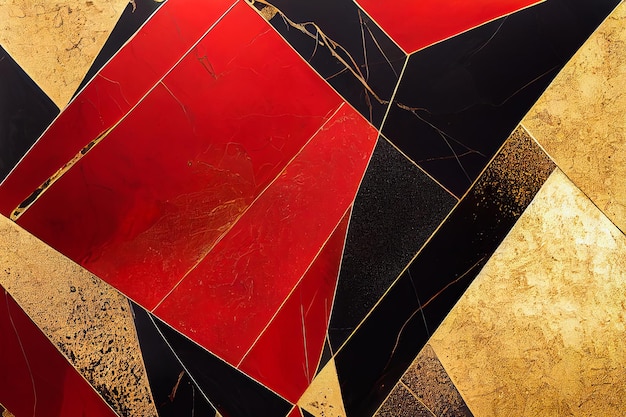 Black gold and red marble abstract background