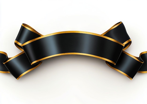 Photo a black and gold ribbon on a white background