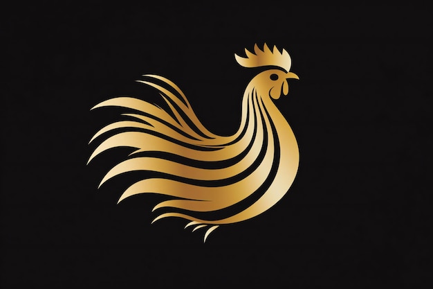 Photo a black and gold rooster with a gold design on it