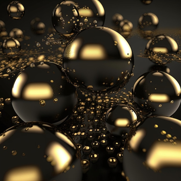 Black and gold spheres background digital illustration