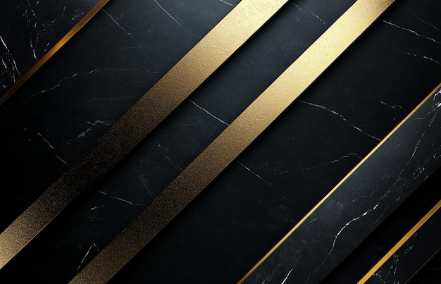 black and gold stripes on a black marble surface