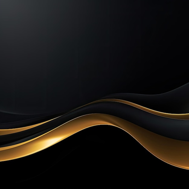 Black and gold wallpaper with a black background and a gold colored wave design.