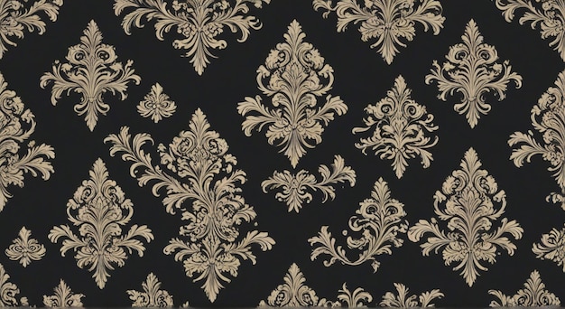 a black and gold wallpaper with a gold design