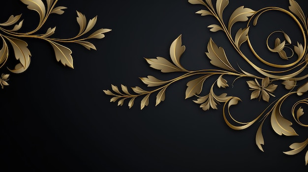 Black and Gold Wallpaper With Gold Leaves