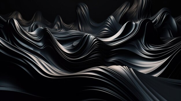 A Black and Gold Wavy Shiny Abstract Background Generative AI