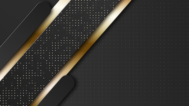 Black and golden abstract tech geometric rounded rectangles motion background Seamless looping Video animation 4K 4096x2160