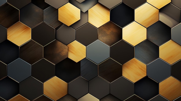 Black Golden Color Hexagonal Geometric Wallpaper Pattern