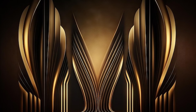 Black Golden Curtain Stage Award Background Trophy on Red Carpet Luxury Background Generative ai