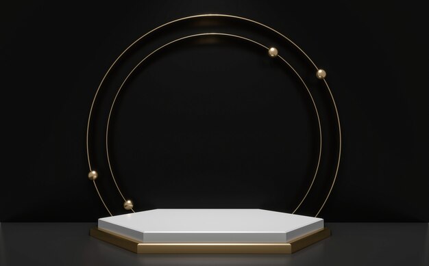 Black and golden luxury podium 3D rendering