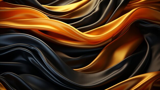 Black and golden matte silk cloth background Generative Ai