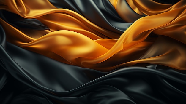 Black and golden matte silk cloth background Generative Ai