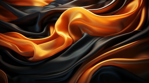 Black and golden matte silk cloth background Generative Ai