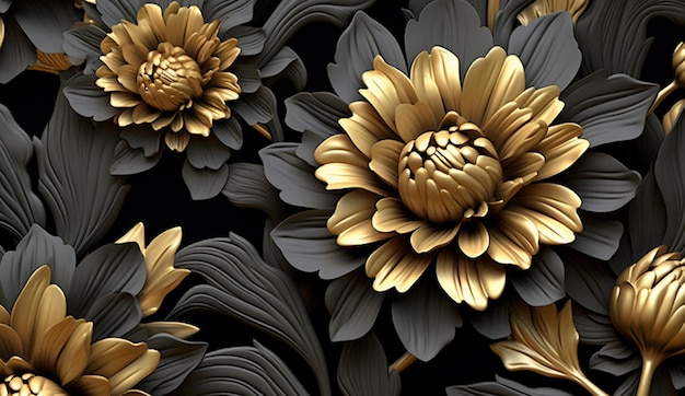 Black and golden shameless botanical pattern