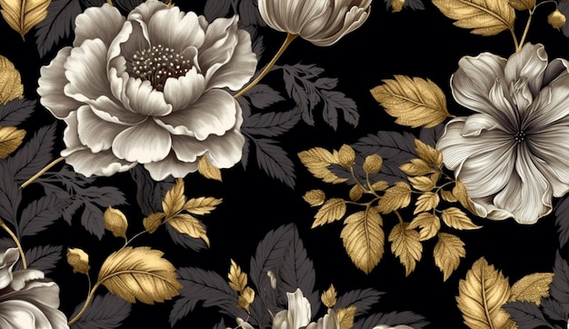 Black and golden shameless botanical pattern