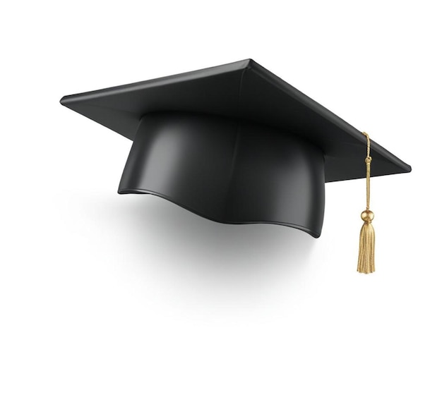 Photo a black graduation cap with a gold tassel hanging from it