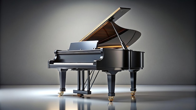 Black grand piano isolated on grey background with shallow depth of field black composition musician musicianmusic concert hall melody pianist classical elegance grandeur