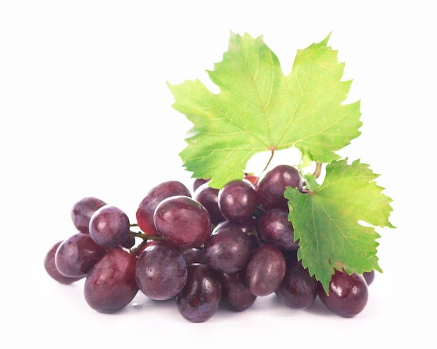 Black grapes isolated on the white background