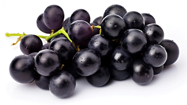 Black grapess fruit on white background