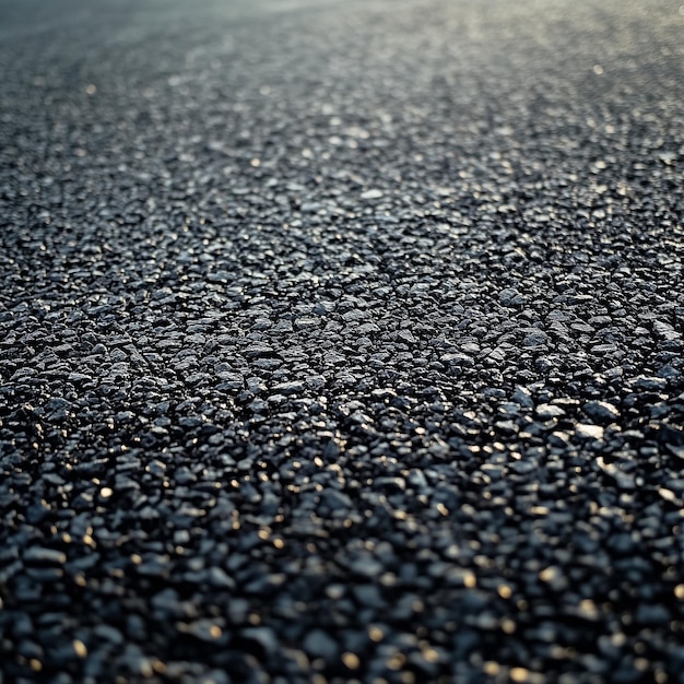 Photo a black gravel road with a black gravel road and a small pebbles on it