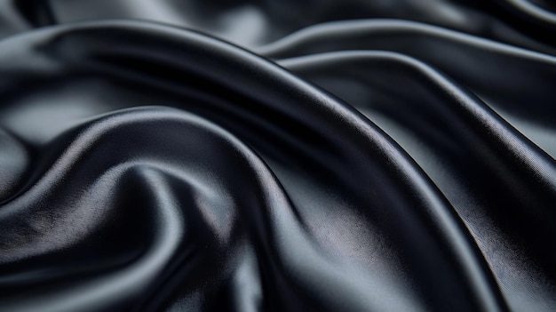 Photo black gray satin dark fabric texture luxurious shiny that is abstract silk cloth pan generative ai