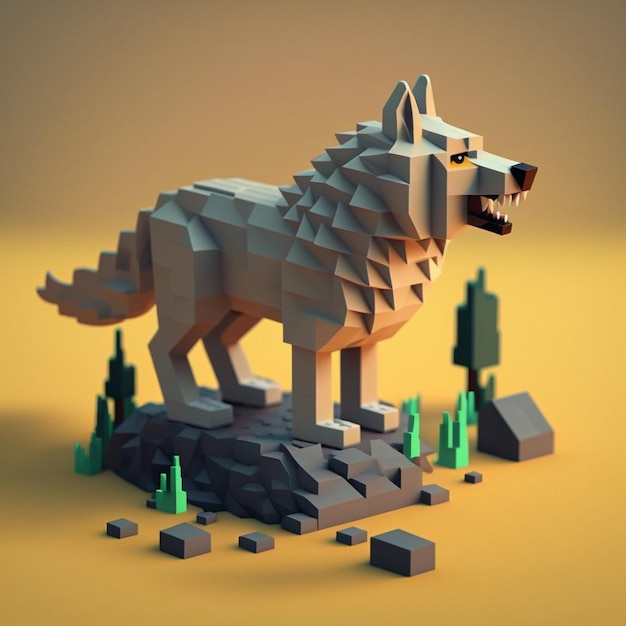 black gray wolf lego illustration