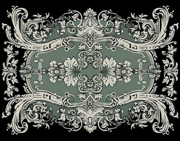 A black and green background with a floral design.