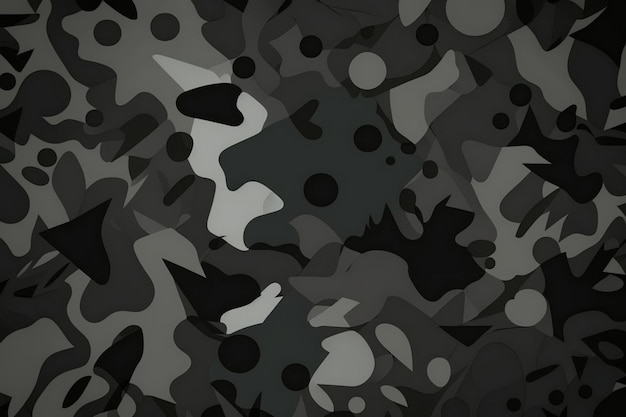 A black and grey camouflage background with a man's face and a woman's face.