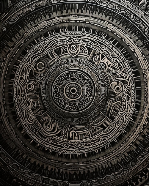 Photo black and grey mandala circle style