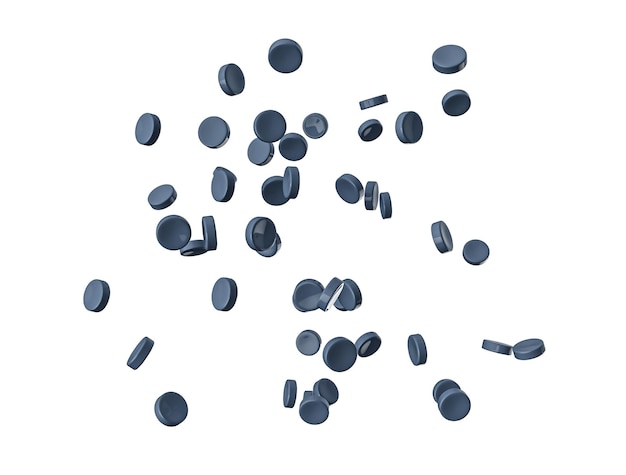 Black Grey polymer resins Closeup of plastic polymer granules compound plastic beads isolated