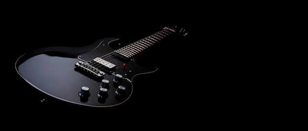 A black guitar with the word black on it