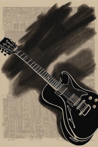 A black guitar with the word the word guitar on the bottom