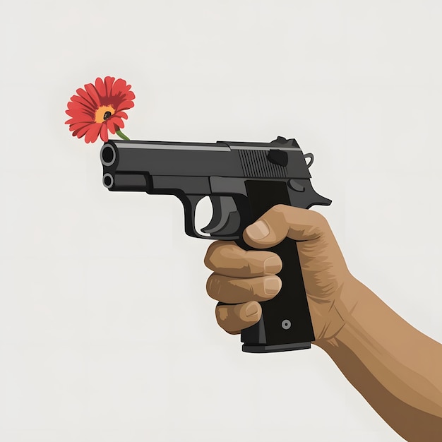 Photo a black gun on a isolated surface generative ai image stop gun violence