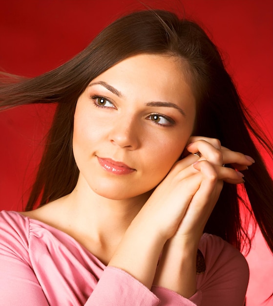 Black hair young woman portrait studio shot