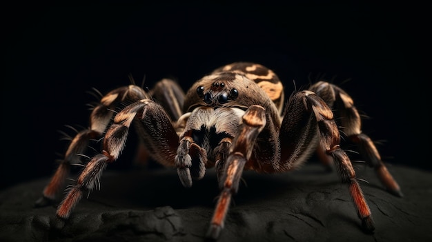 Black hairy legs fangs big spider concept scarry generative ai