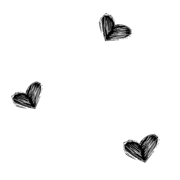 Photo black hand drawn heart doodles isolated on white