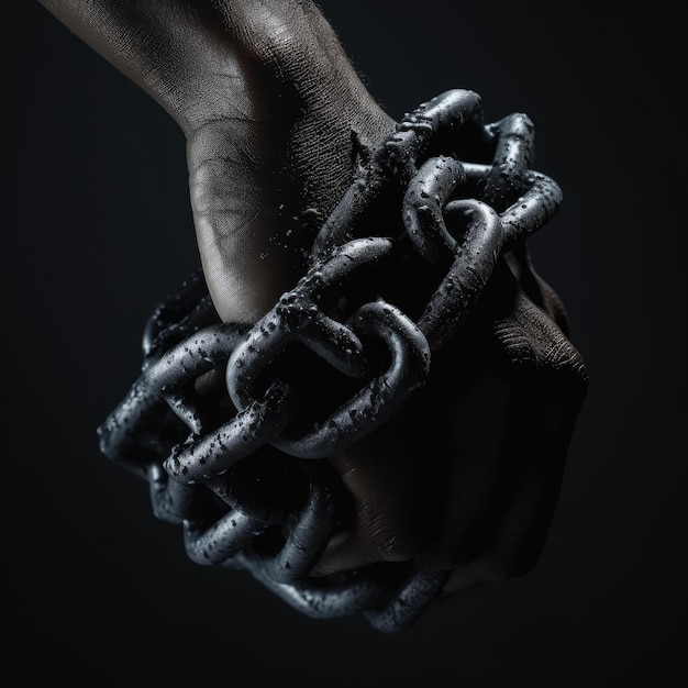 A black hand with a chain around it generative ai