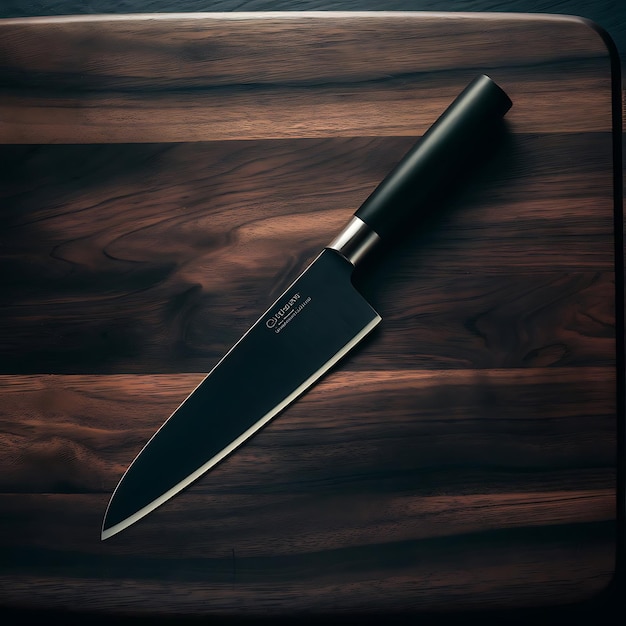 Photo black handle knife in classic style