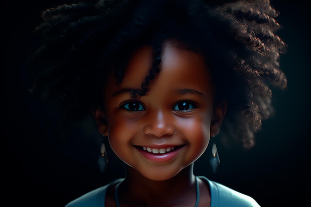 Black happy child Portrait of a joyful child AI Generated