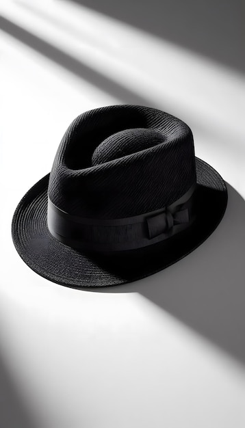 a black hat with a black band on it is shown