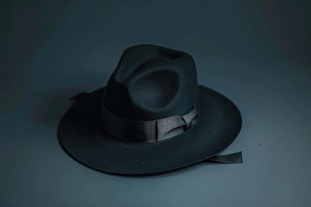 A black hat with a black band on the top