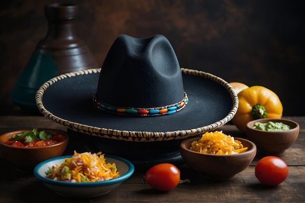 a black hat with a black hat that says mexican on it