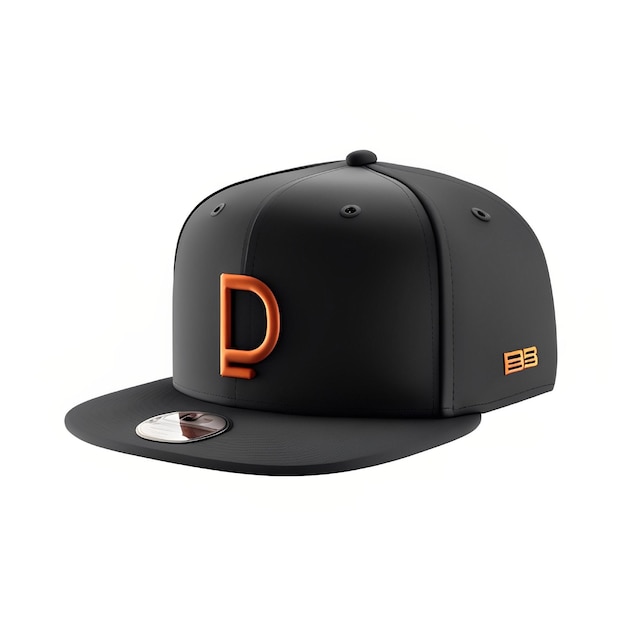 A black hat with the letter d on it